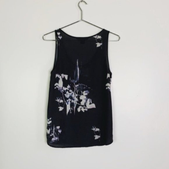 French Connection Black Floral Tank Top - Picture 2 of 4